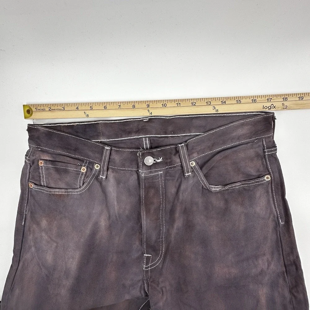 Levi's 501 Jeans Mens 34x34 Purple Tie Dye Button Fly Straight Leg‎ Boho Hippie